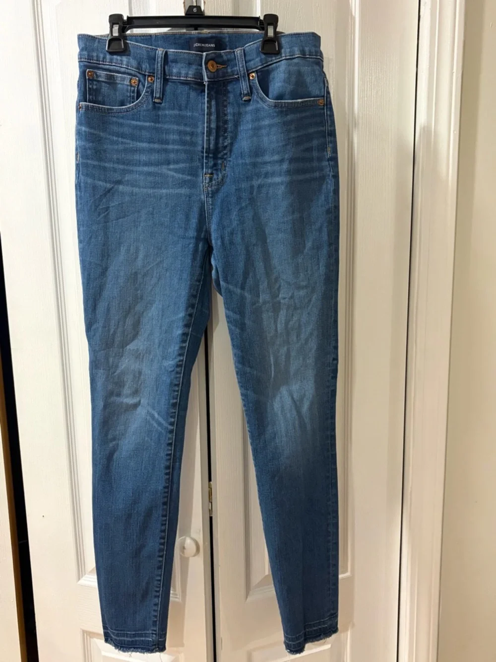 J.Crew Skinny Jeans Medium Wash Raw Hem High Rise Size 28 - Picture 3 of 5